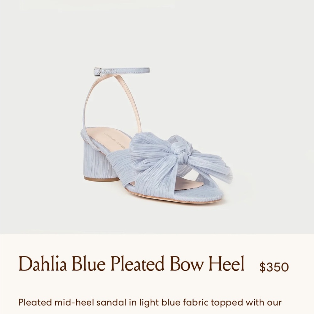 Brand new loffler Randall dahlia blue pleated bow heel